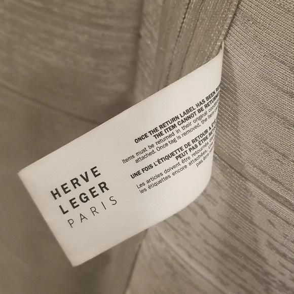 💕HERVE LEGER💕 Criss Cross Foil Bandage Dress ~ Silver Foil Large L NWT - Picture 15 of 16